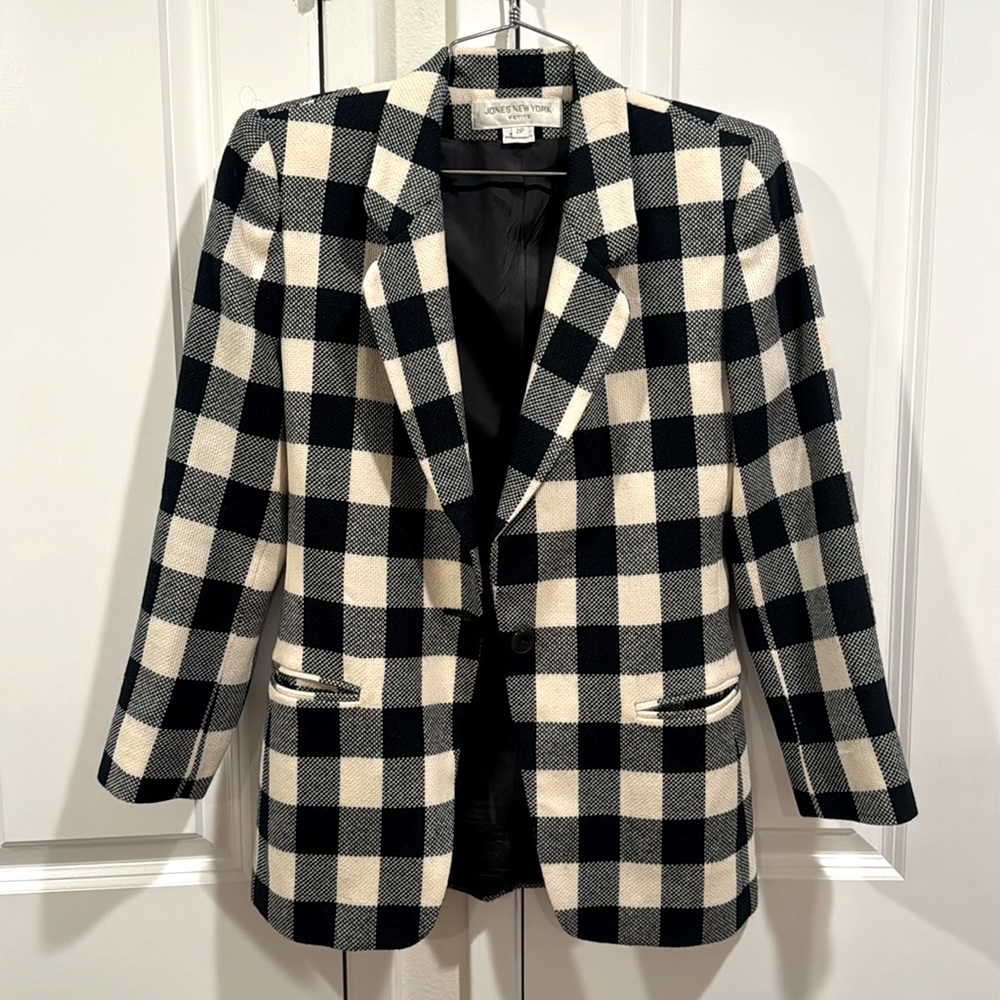 Vintage Jones New York Plaid Gingham Blazer